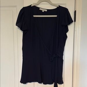LOFT Women's Navy Wrap Top